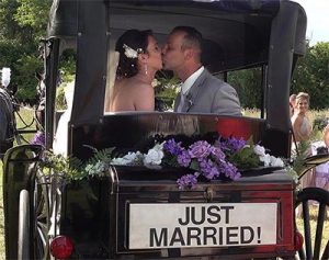 Just Married in Horse Drawn Carraige